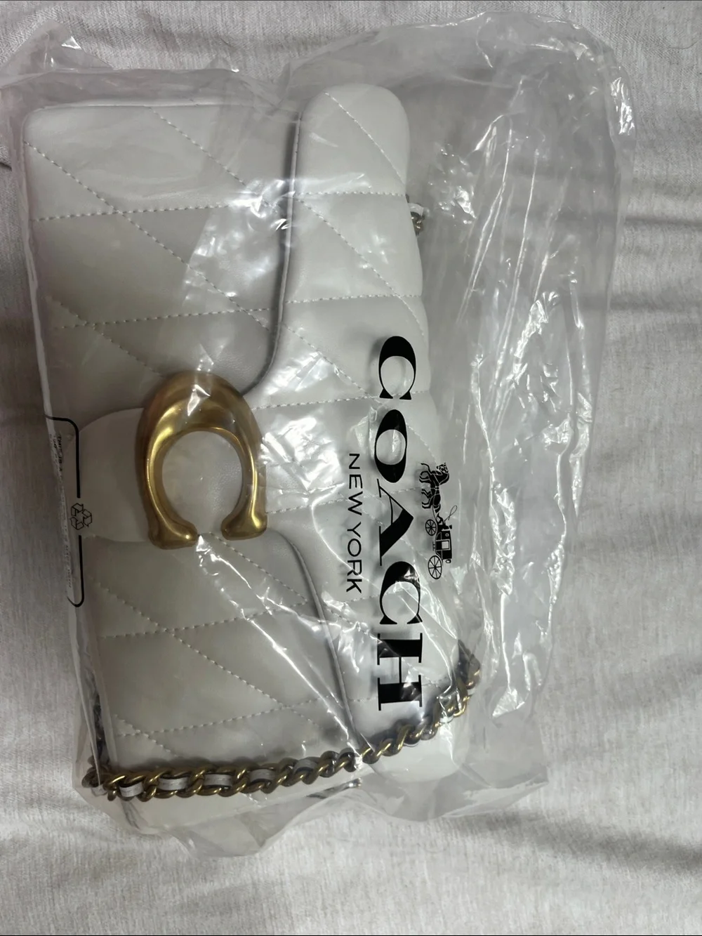 Coach Tabby 26 Quilted Shoulder Bag in Chalk with Brass Hardware